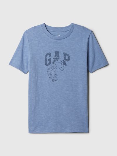 Μπλε Παιδική Peanuts Logo Κοντομάνικη Μπλούζα-433689000