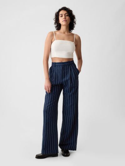 Μπλε 365 High Rise Linen-Cotton Παντελόνι-855962005