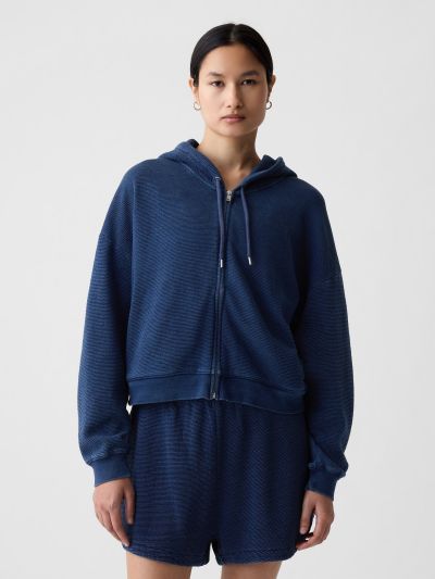 Μπλε TextuΚόκκινο Cropped Φούτερ-438362000