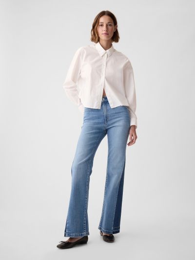 Μπλε High Rise Patched '70s Flare Jean Παντελόνι-570484000