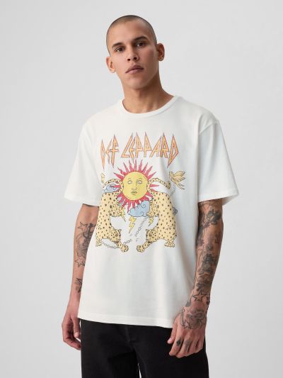 Άσπρη Def Leppard Graphic Μπλούζα-401701000