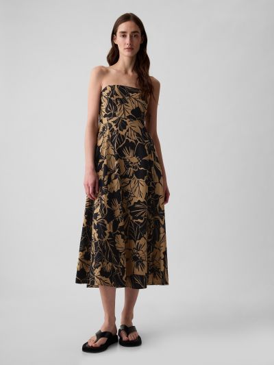 Multi Linen-Blend Midi Φόρεμα-429532002