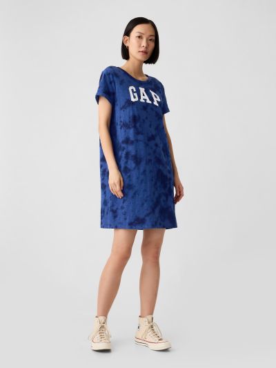 Μπλε Relaxed Gap Logo Κοντομάνικη Μπλούζα Φόρεμα-452559002