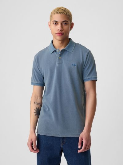Μπλε Gap Logo Pique Polo Μπλούζα-586306019