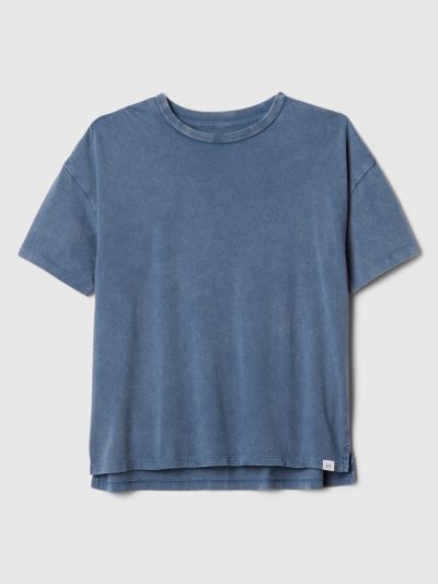 Μπλε Παιδική Relaxed Washed-Jersey Κοντομάνικη Μπλούζα-404975003