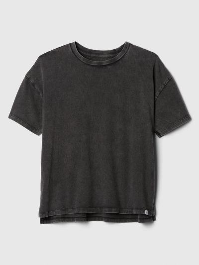 Μάυρη Παιδική Relaxed Washed-Jersey Κοντομάνικη Μπλούζα-404975001
