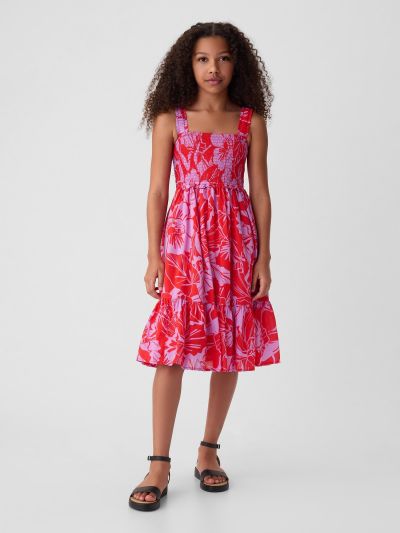Multi Παιδικό Smocked Midi Αμάνικο Φόρεμα-434411000