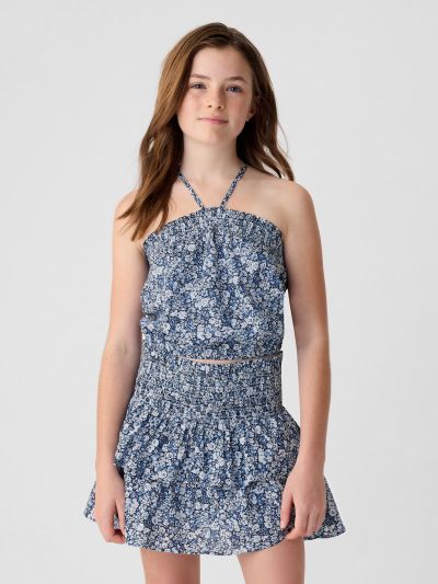 Μπλε Παιδικό Smocked Halter Αμάνικο Τοπ-434439001