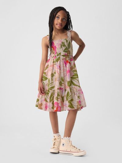 Multi Παιδικό Smocked Midi Αμάνικο Φόρεμα-434411001