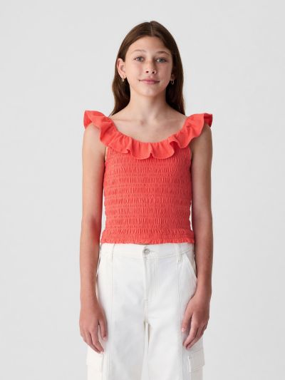 Κόκκινο Παιδικό Ruffle Smocked Αμάνικο Τοπ-435150000