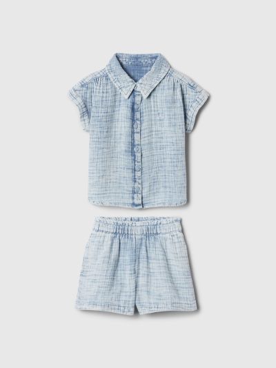 Μπλε babyGap Crinkle Gauze Two-Piece Σύνολο Σετ-412997000
