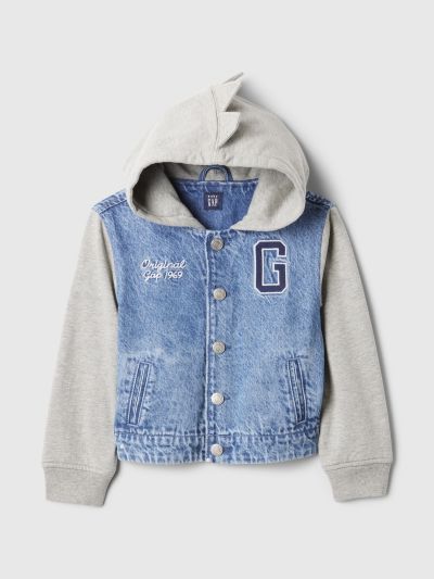 babyGap Dino Varsity Denim Hoodie Jacket-499884000