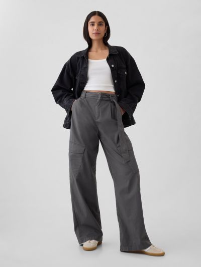 High Rise Cargo Baggy Trousers-517739001