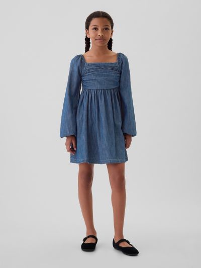 Παιδικό Puff Sleeve Denim Φόρεμα-524021000