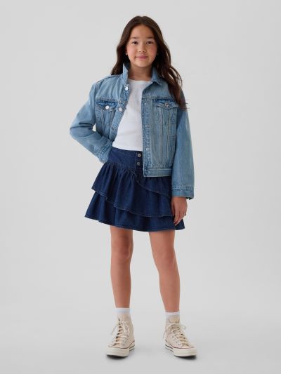 Kids Ruffle Denim Skirt-514986000
