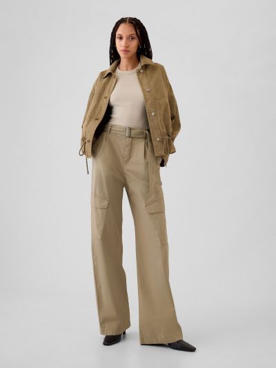 High Rise Cargo Baggy Trousers-517739000