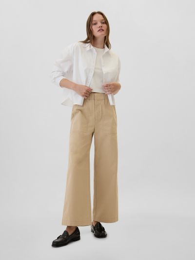 Mid Rise Easy Wide-Leg Khakis-500332000