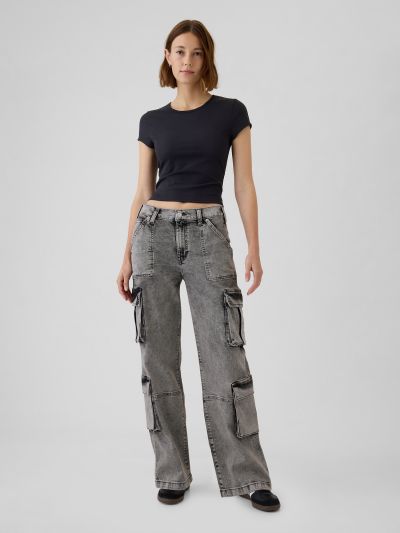 Mid Rise Double Cargo '90s Loose Jeans-484743000