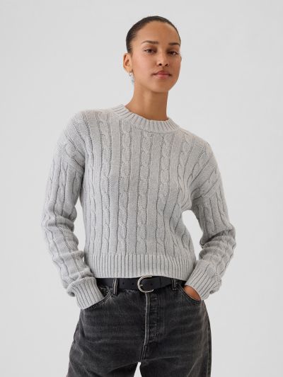 Cable-Knit Cropped Πουλόβερ-483809002