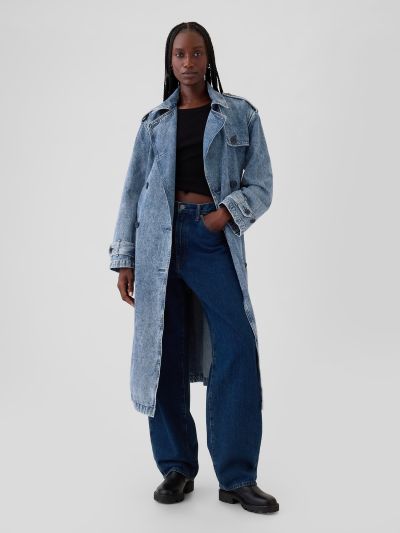 Longline Icon Denim Trench Jacket-498986000