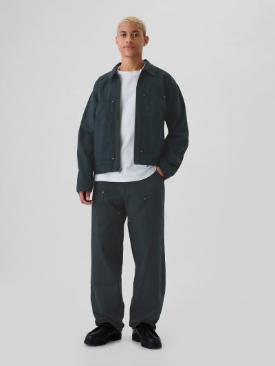Double-Knee Canvas Utility Baggy Τζιν Παντελόνι-500368001