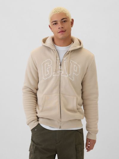Gap Logo Sherpa-Lined Zip Φούτερ-498248005