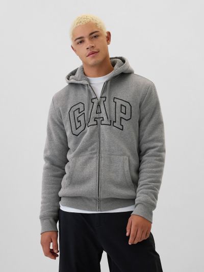 Gap Logo Sherpa-Lined Zip Φούτερ-498248001