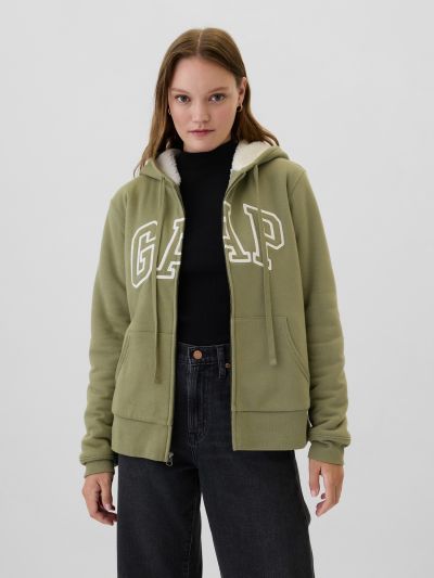 Relaxed Gap Logo Sherpa-Lined Zip Φούτερ με Κουκούλα-498594006