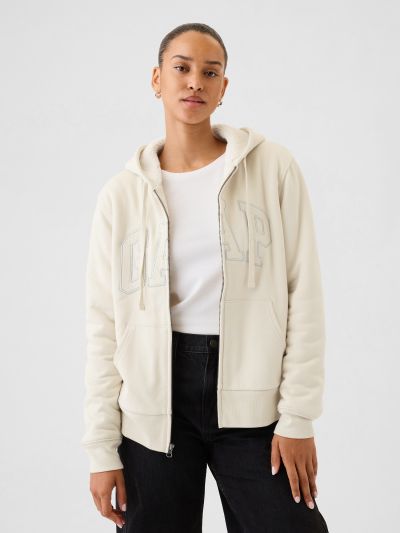Relaxed Gap Logo Sherpa-Lined Zip Φούτερ με Κουκούλα-498594004