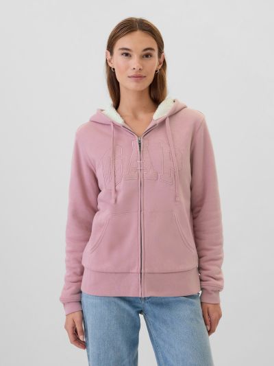 Relaxed Gap Logo Sherpa-Lined Zip Φούτερ με Κουκούλα-498594003