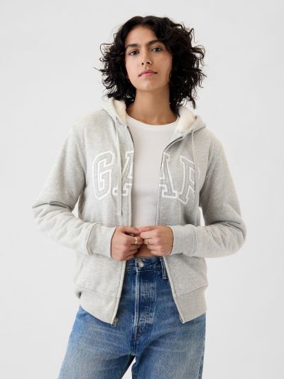 Relaxed Gap Logo Sherpa-Lined Zip Φούτερ με Κουκούλα-498594007