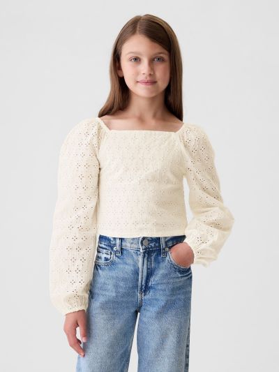 Παιδικό Cropped Puff Sleeve Πουκάμισο-524015002