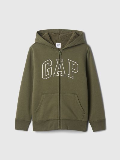 Παιδική Relaxed Gap Logo Sherpa Φούτερ Ζακέτα με Κουκούλα-498540003