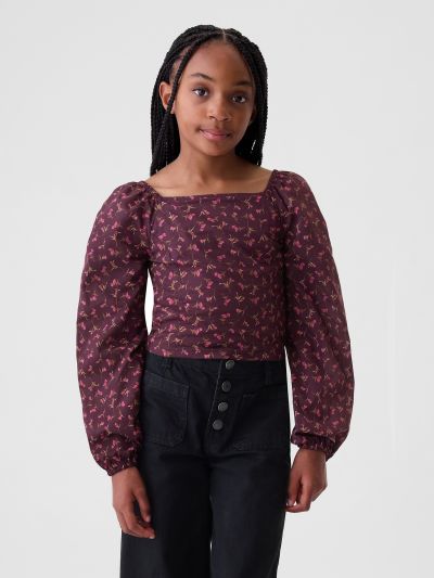 Παιδικό Cropped Puff Sleeve Πουκάμισο-524015001